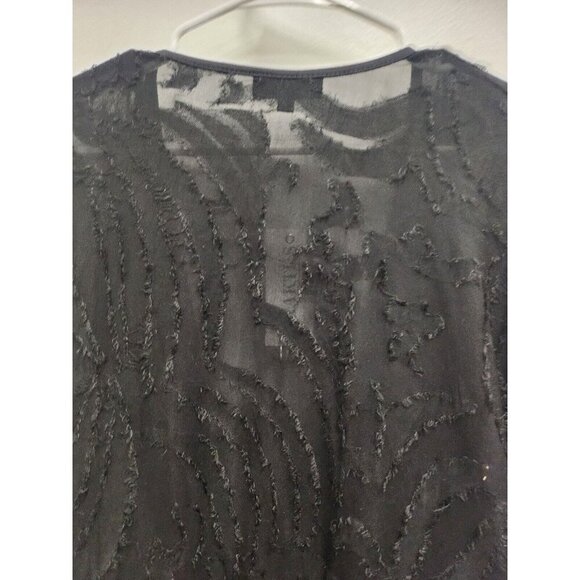 Kaktus Womens Textured Waterfall Cardigan Small Black Open Front Lightweight - Picture 11 of 11